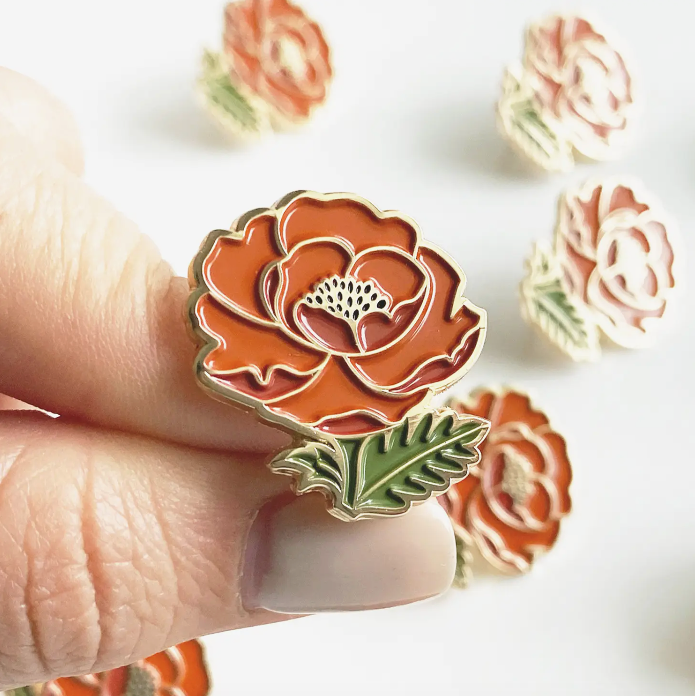 poppy enamel pin