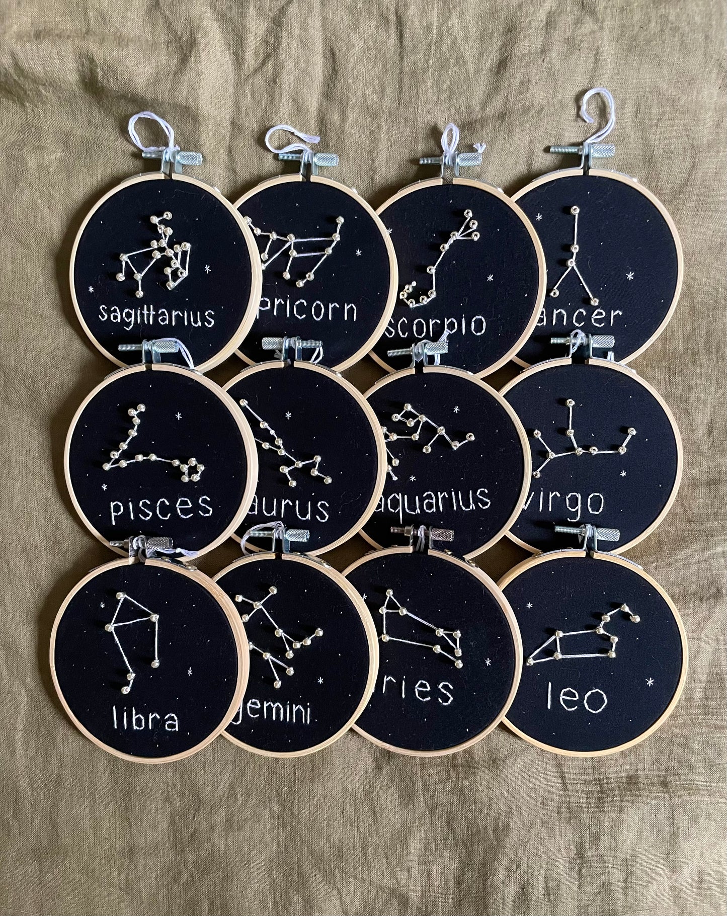 embroidered zodiac constellation hoops