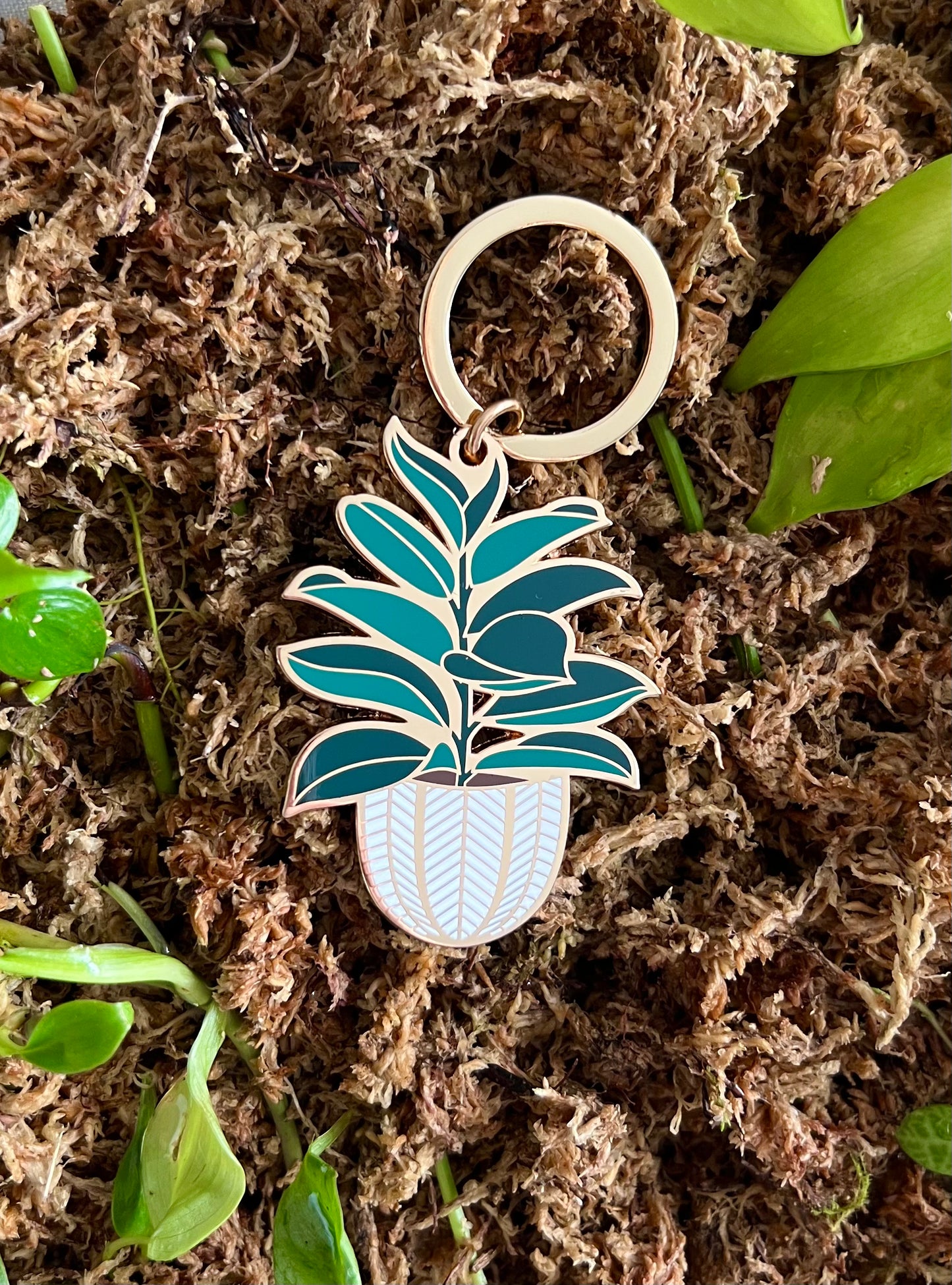 rubber tree keychain