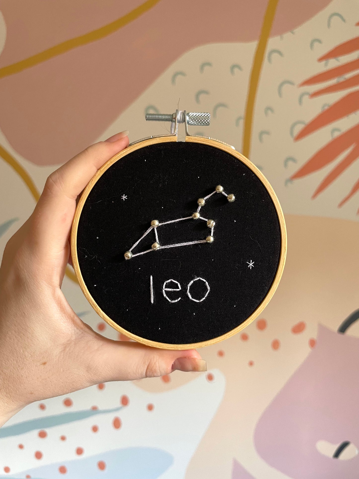embroidered zodiac constellation hoops