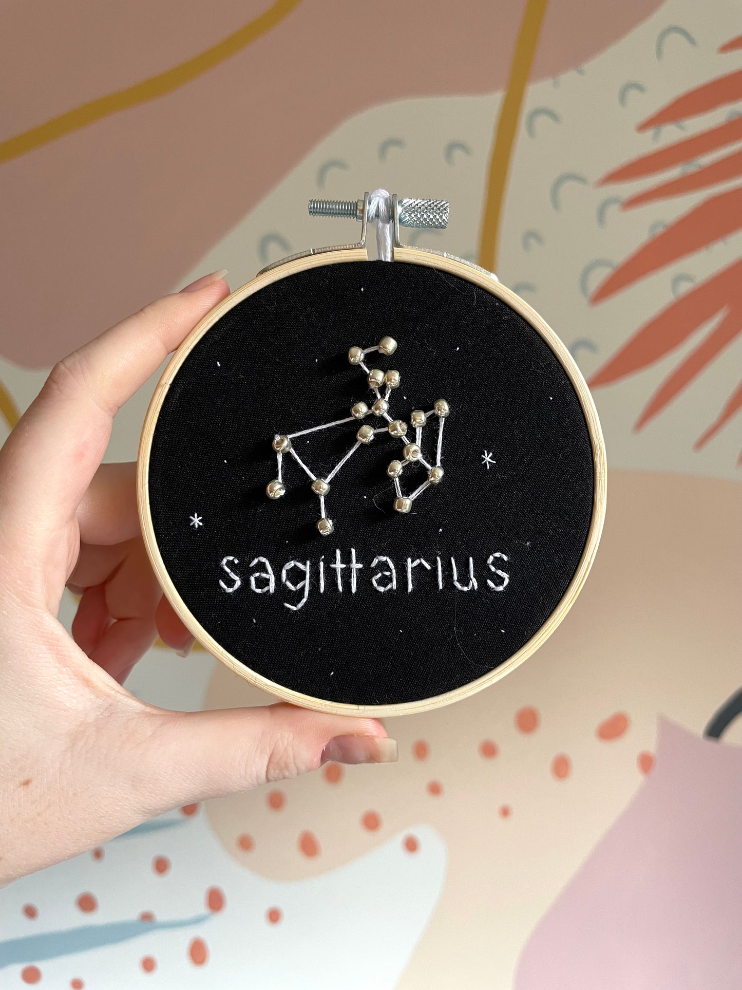 embroidered zodiac constellation hoops