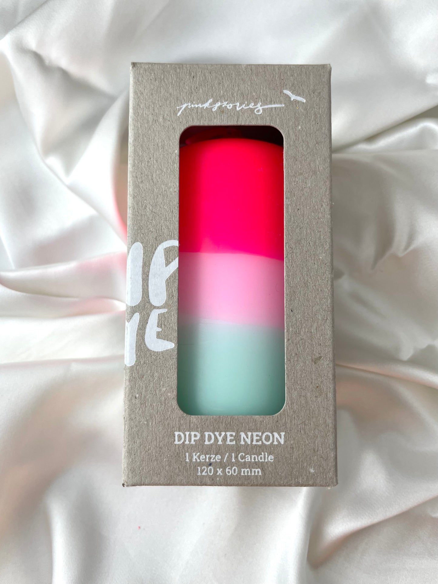 dip dyed neon pillar candle