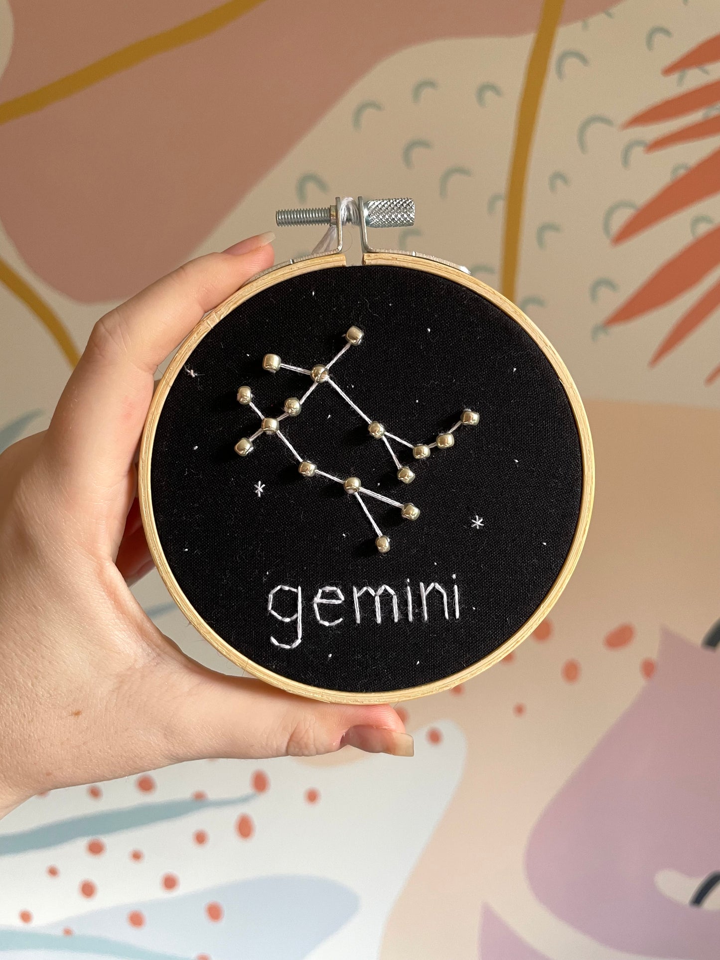 embroidered zodiac constellation hoops