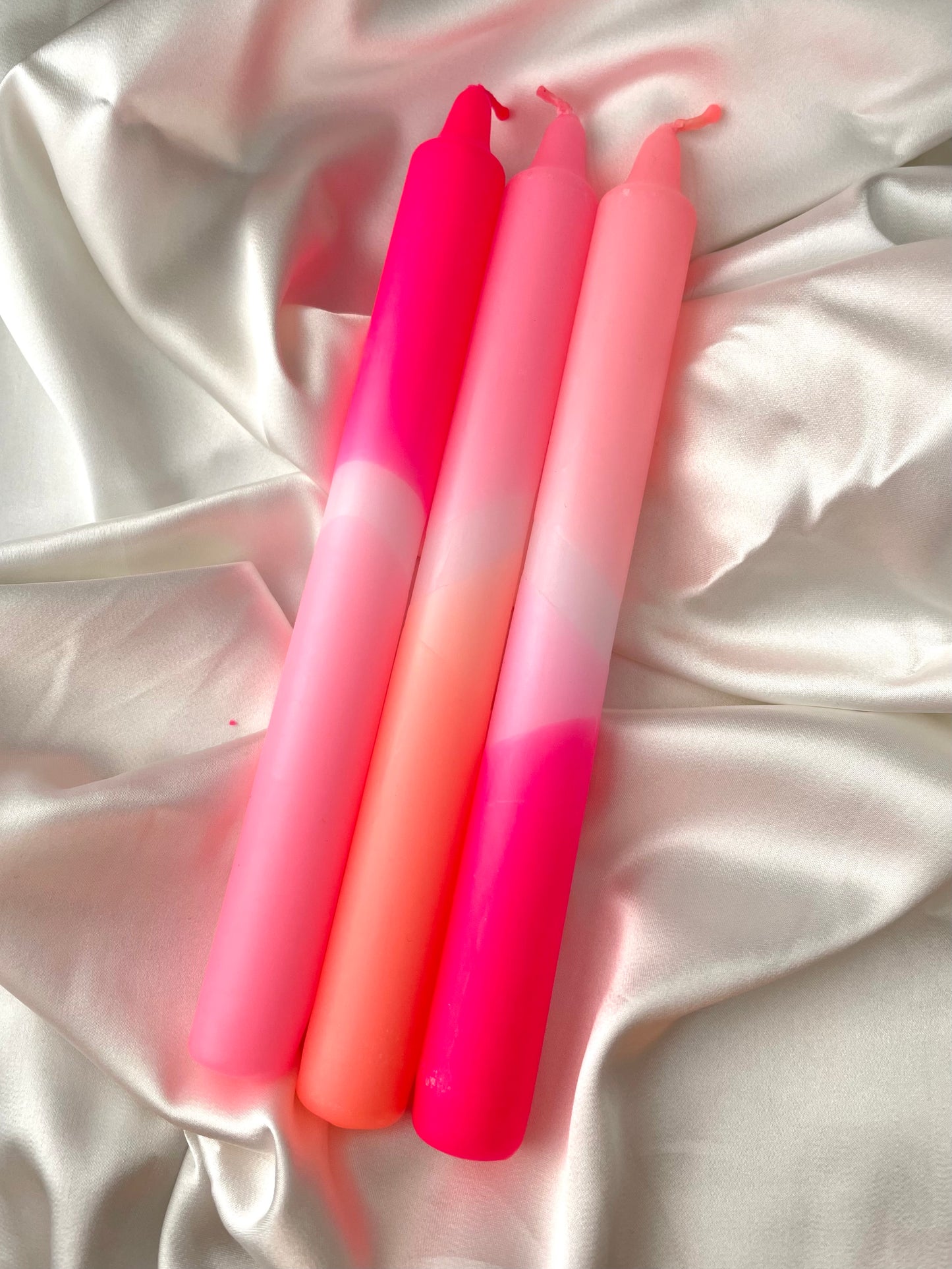 dip dyed neon taper candles