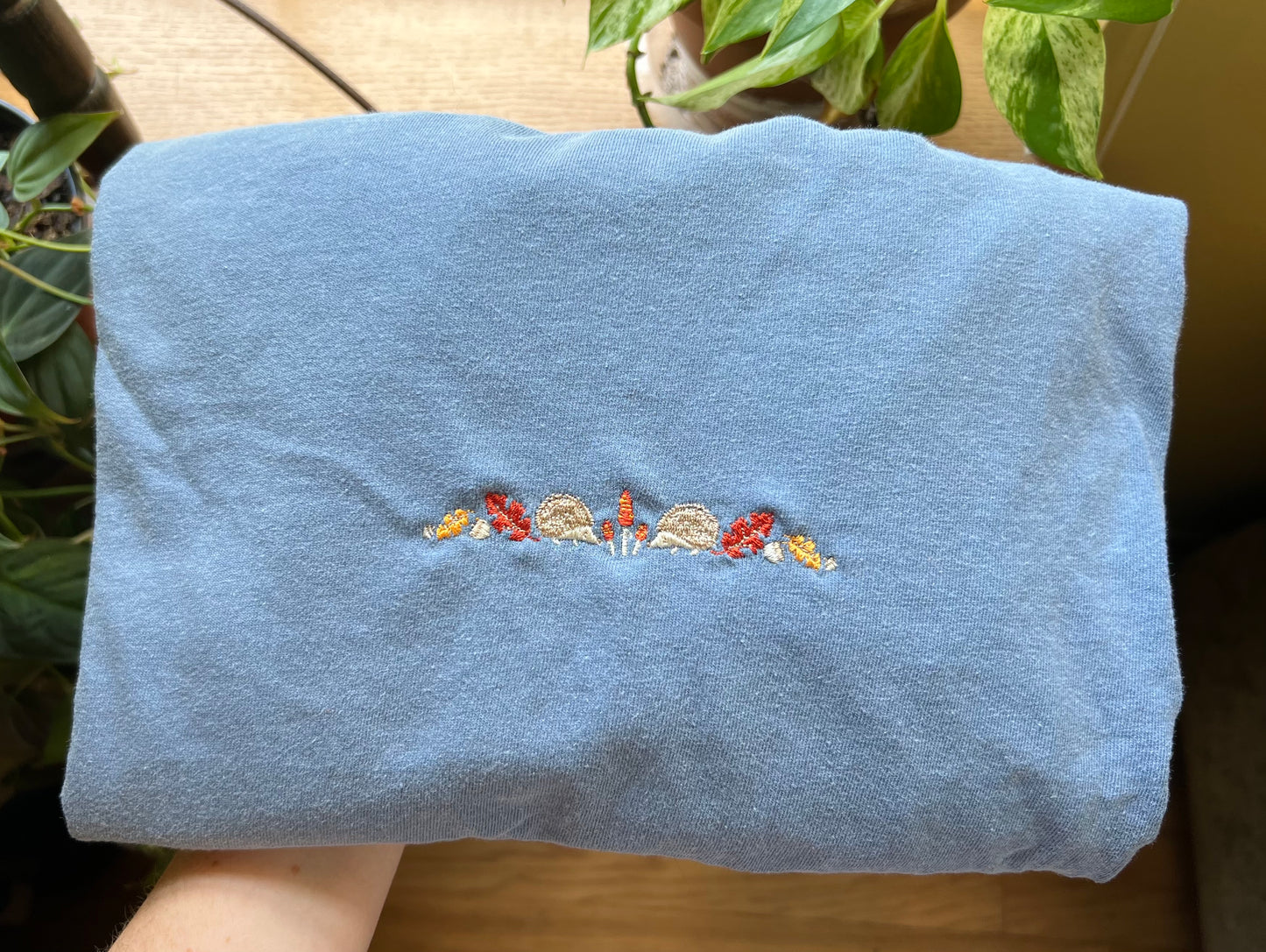 autumn hedgehogs embroidered long sleeve