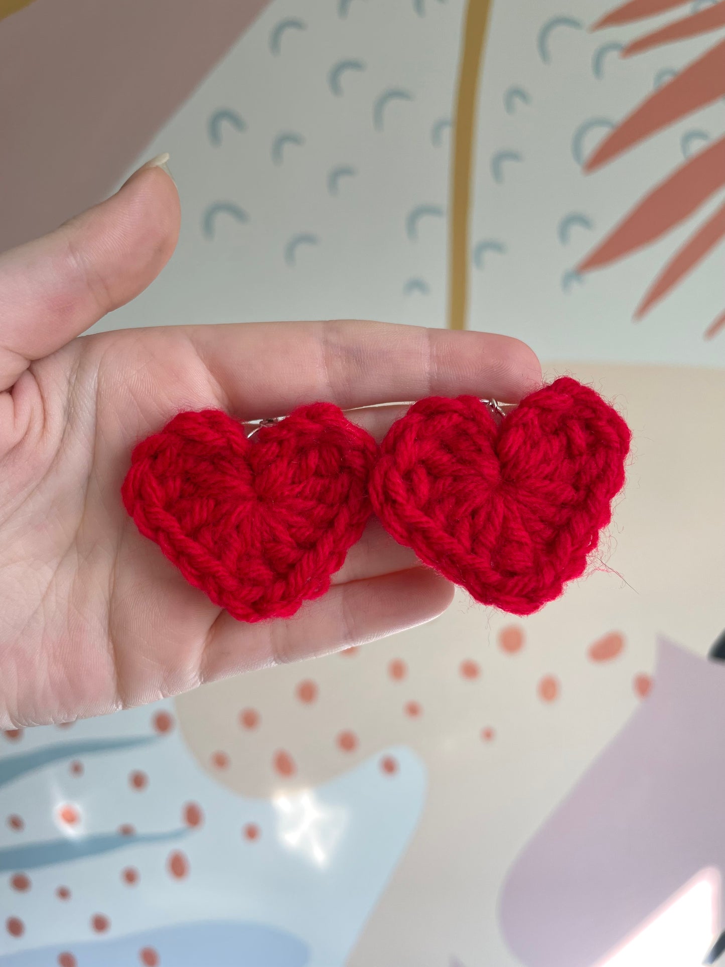 crochet heart earrings
