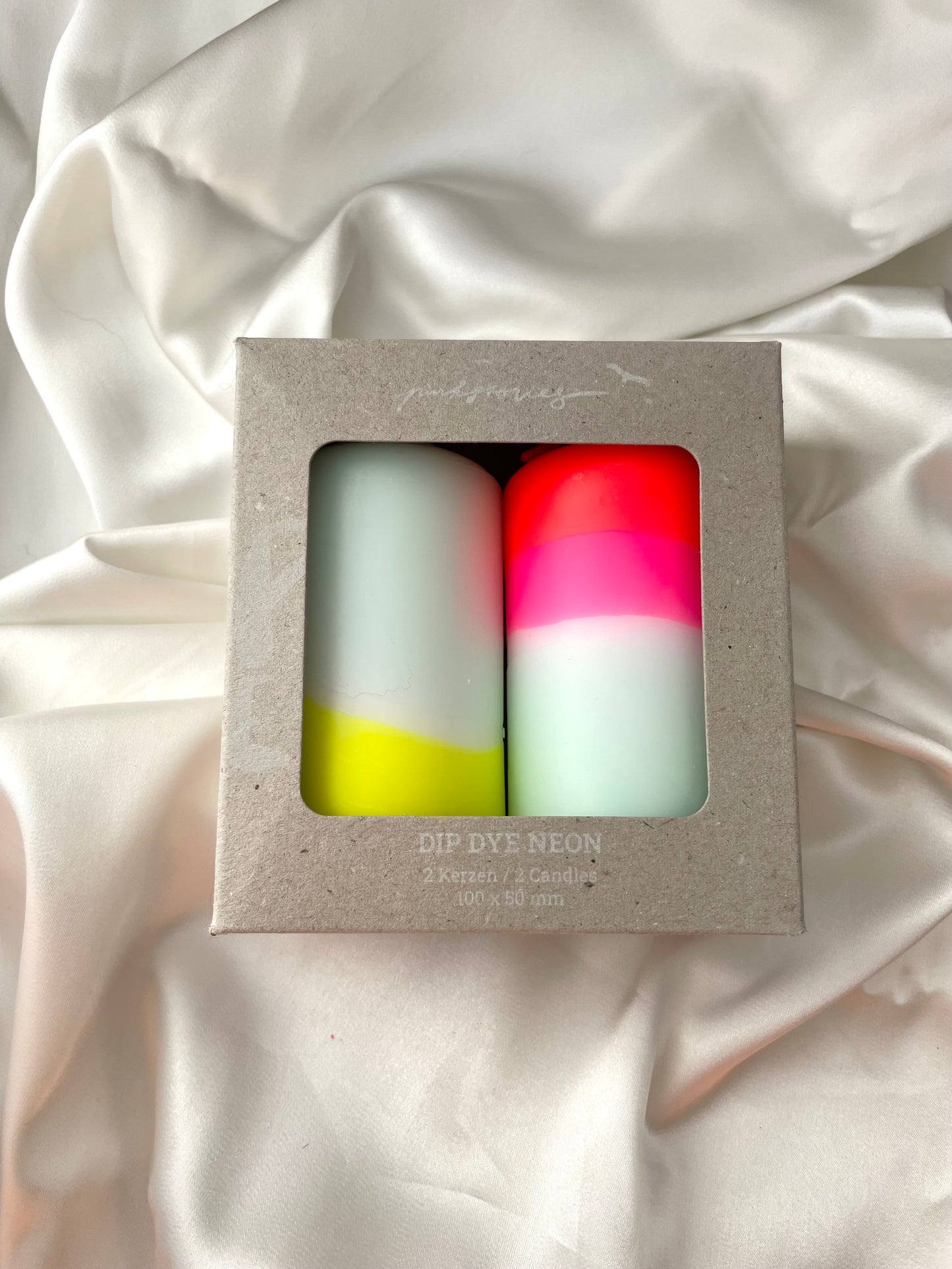 dip dyed neon pillar candle set