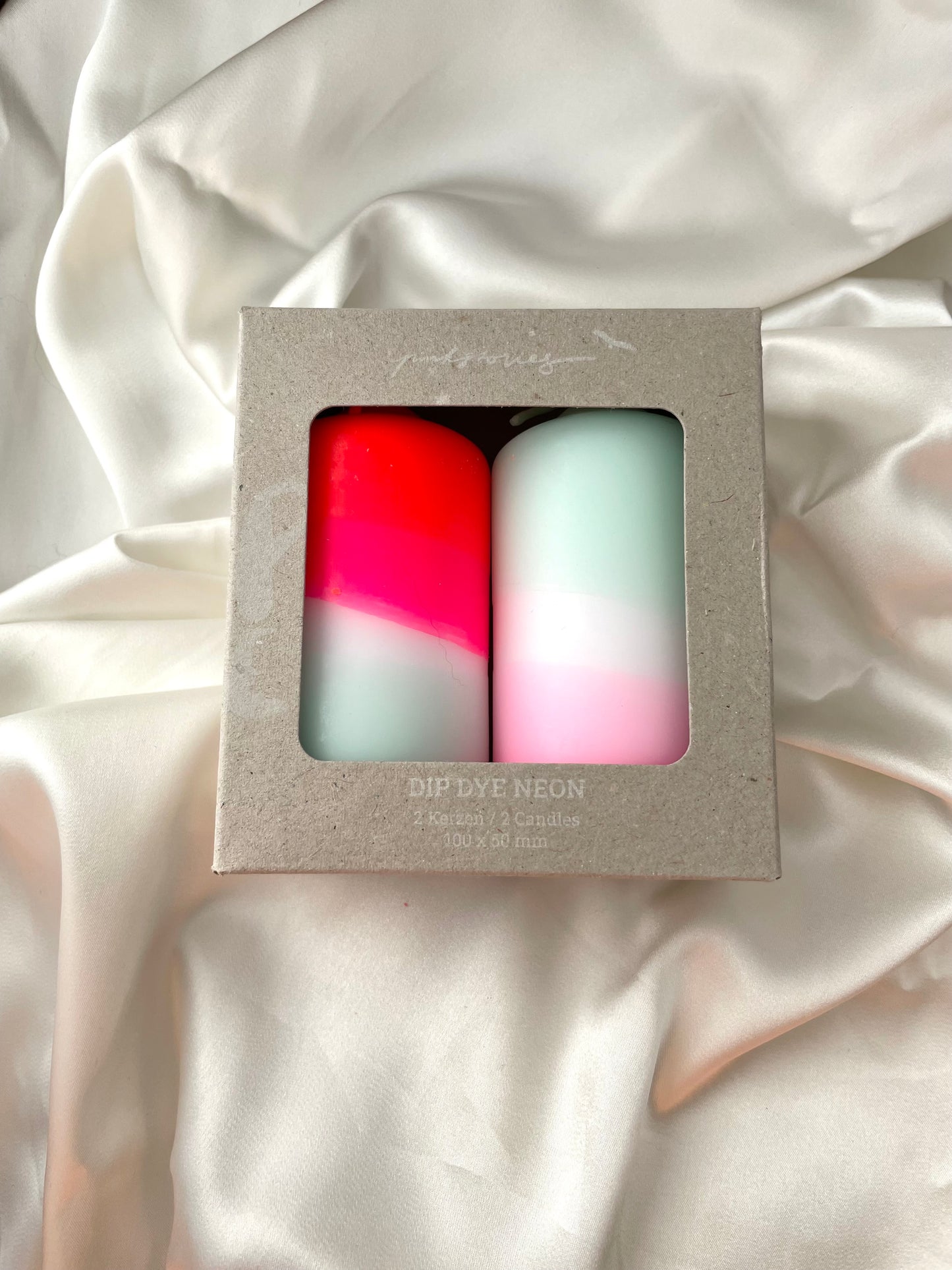 dip dyed neon pillar candle set