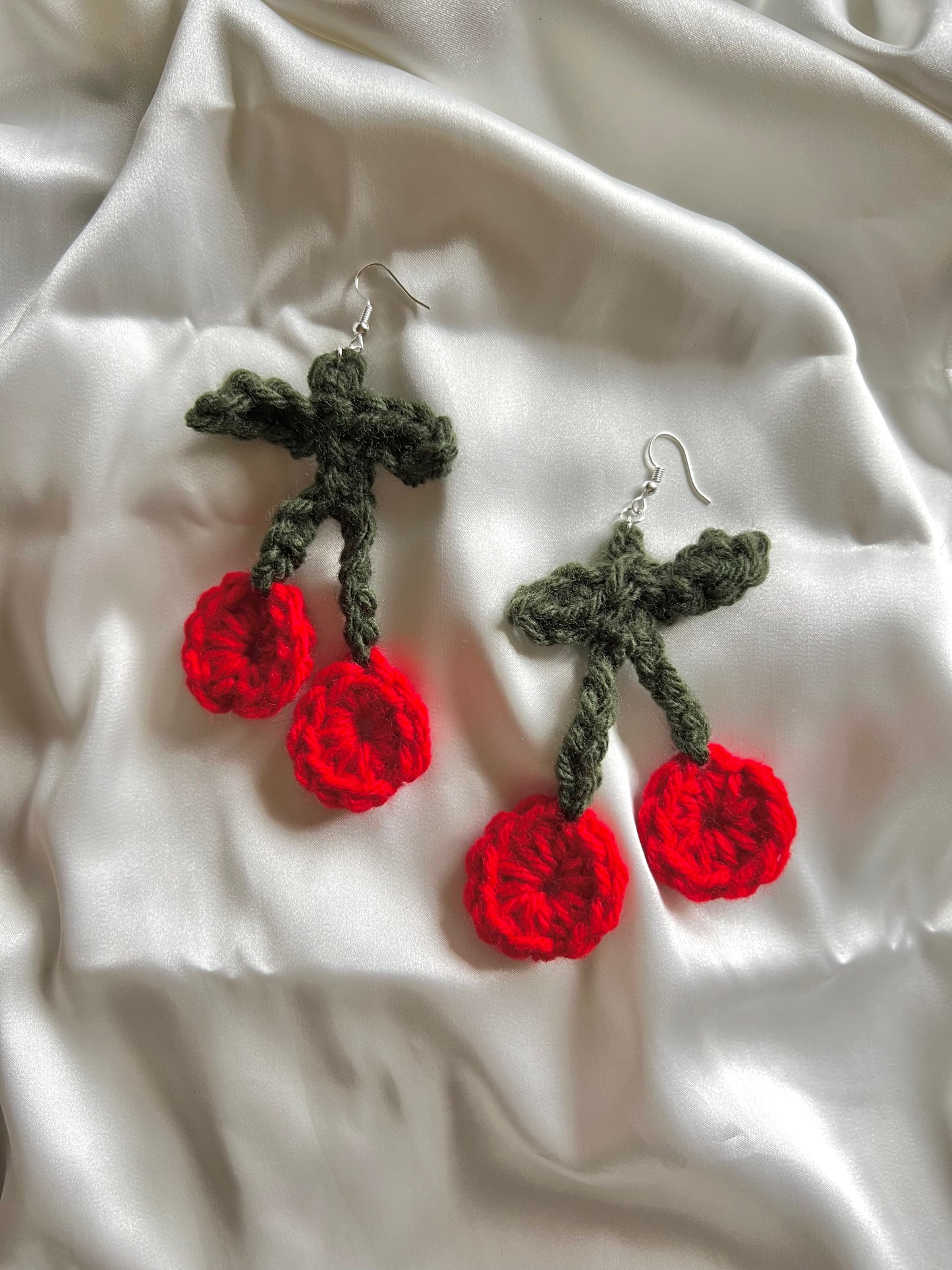 crochet cherry earrings