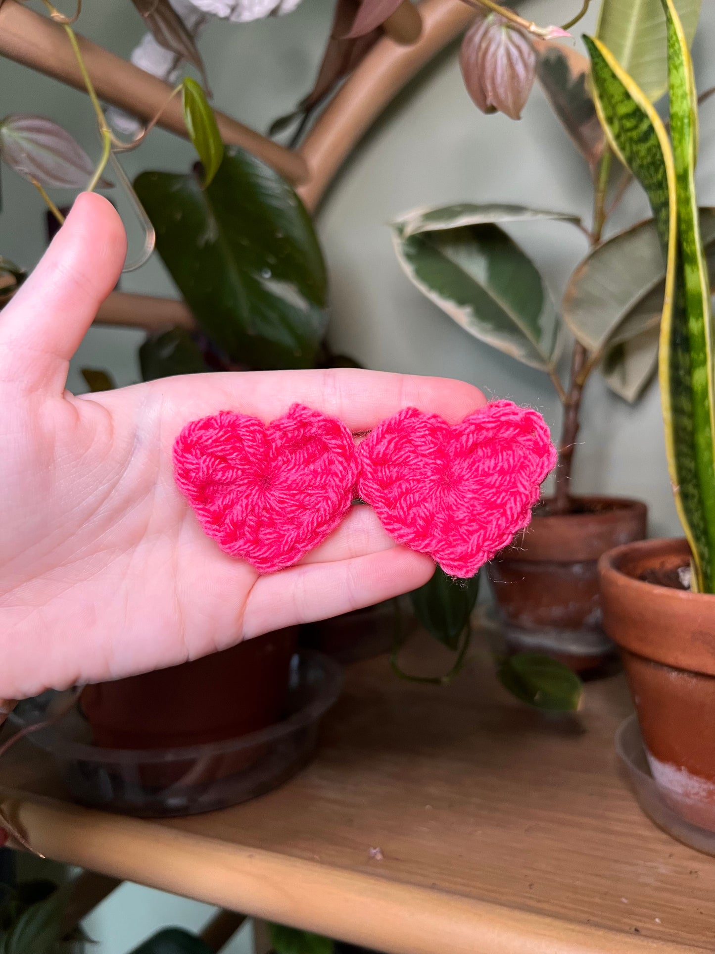 crochet heart earrings