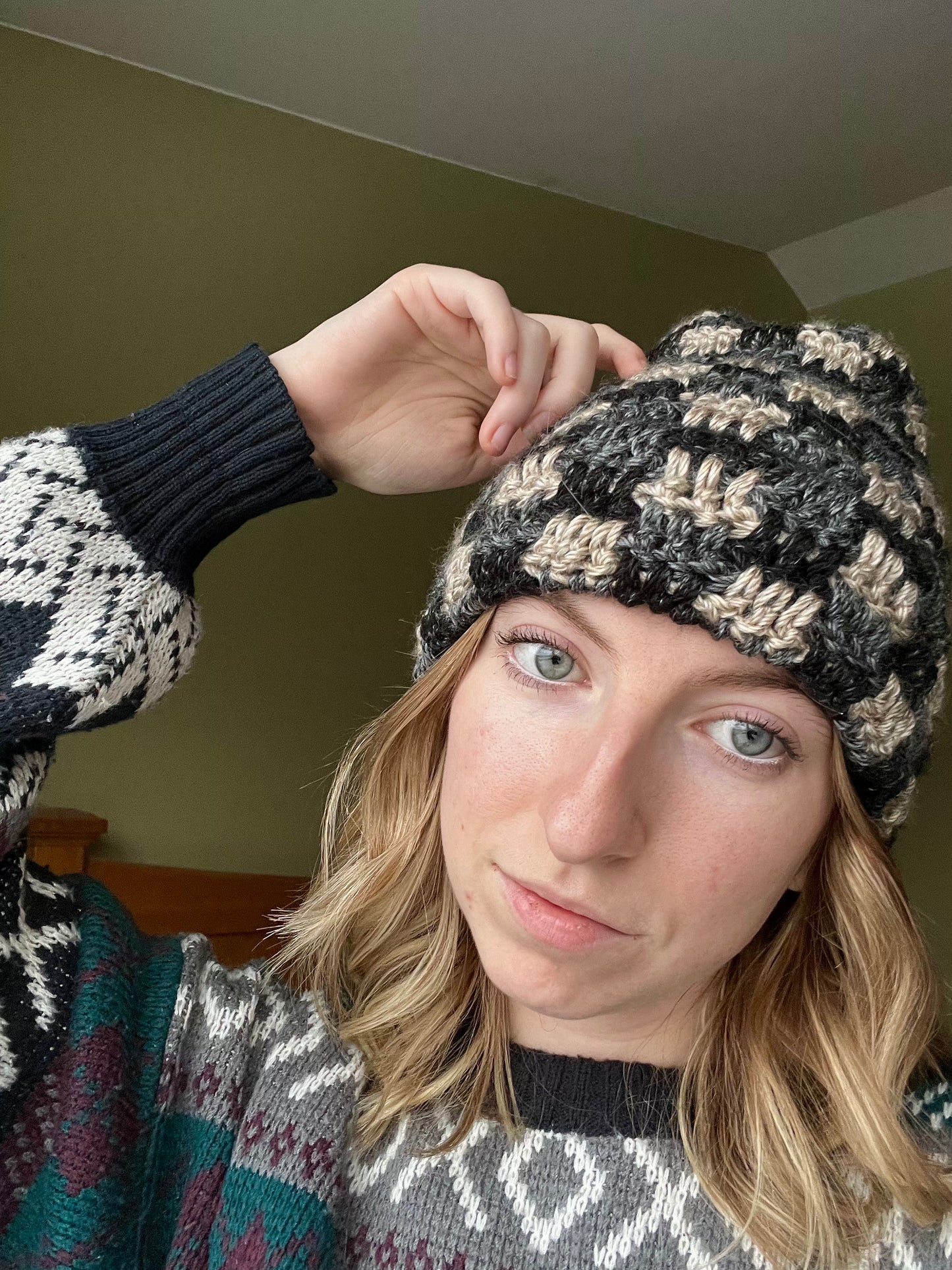 checkered beanie