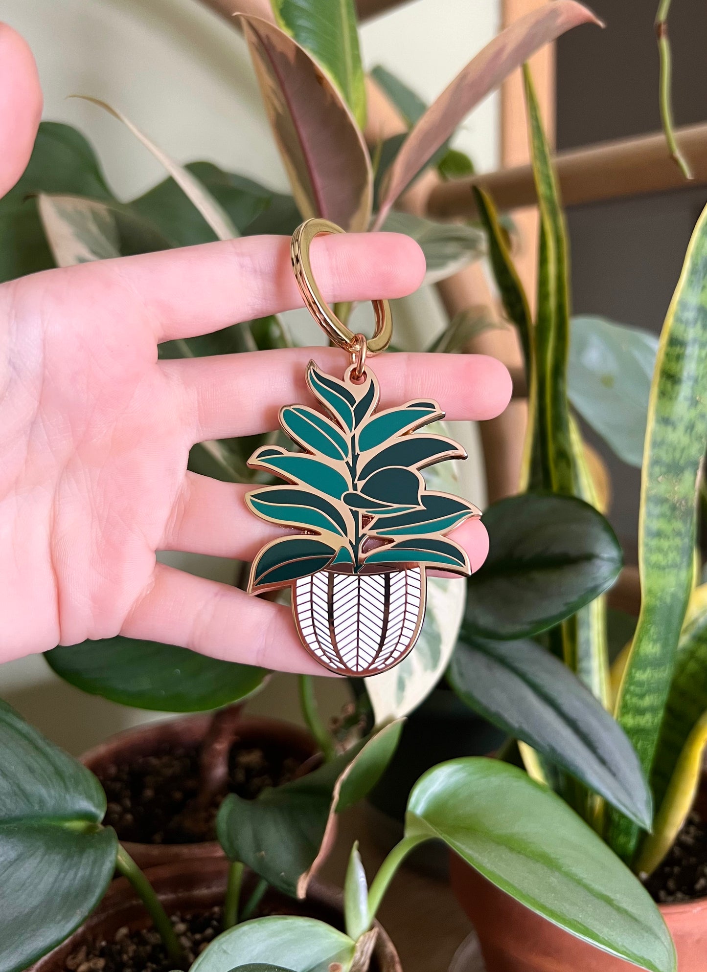 rubber tree keychain