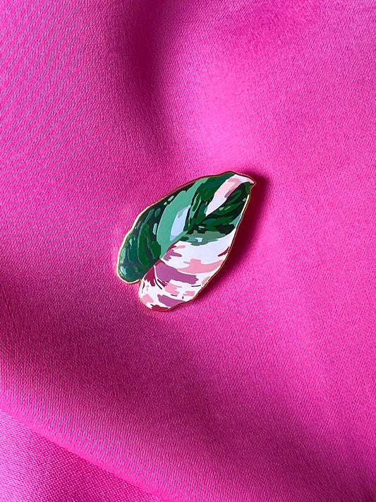 pink princess philodendron enamel pin