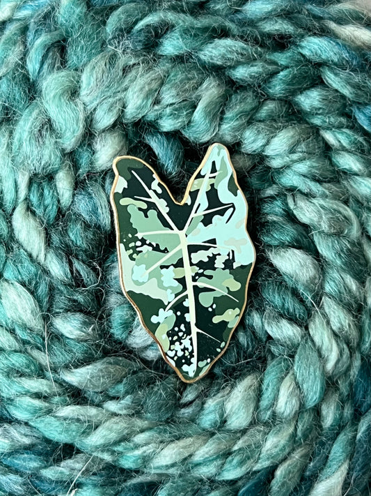 variegated alocasia enamel pin