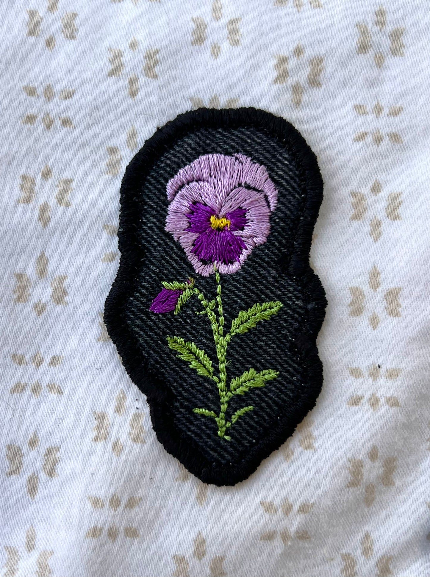 pansy upcycled jean patch