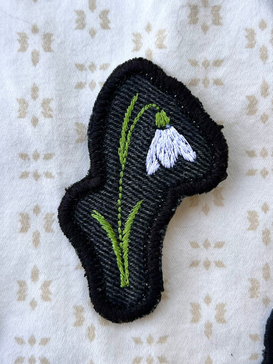 snowdrop upcycled jean patch