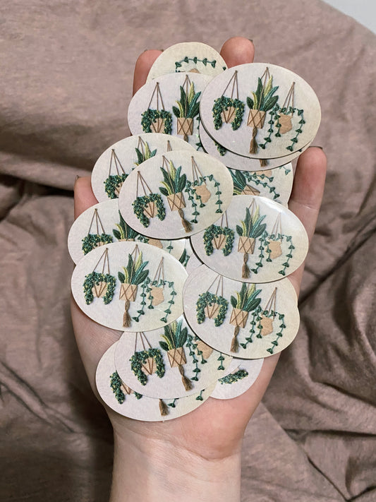 hanging plants embroidery sticker