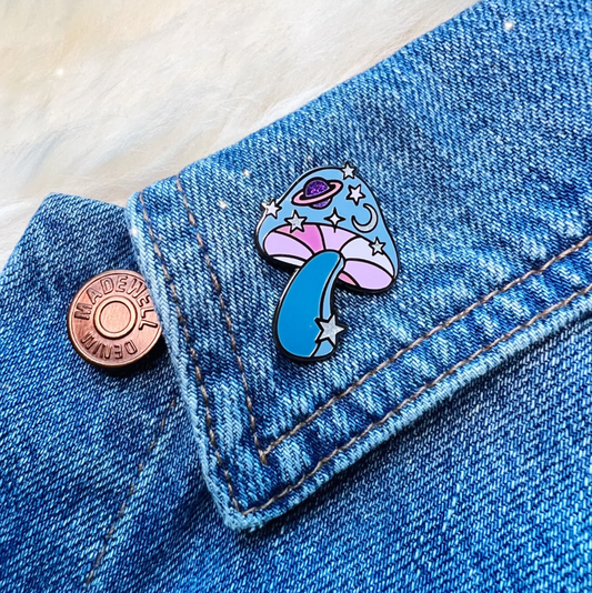 cosmic mushroom enamel pin