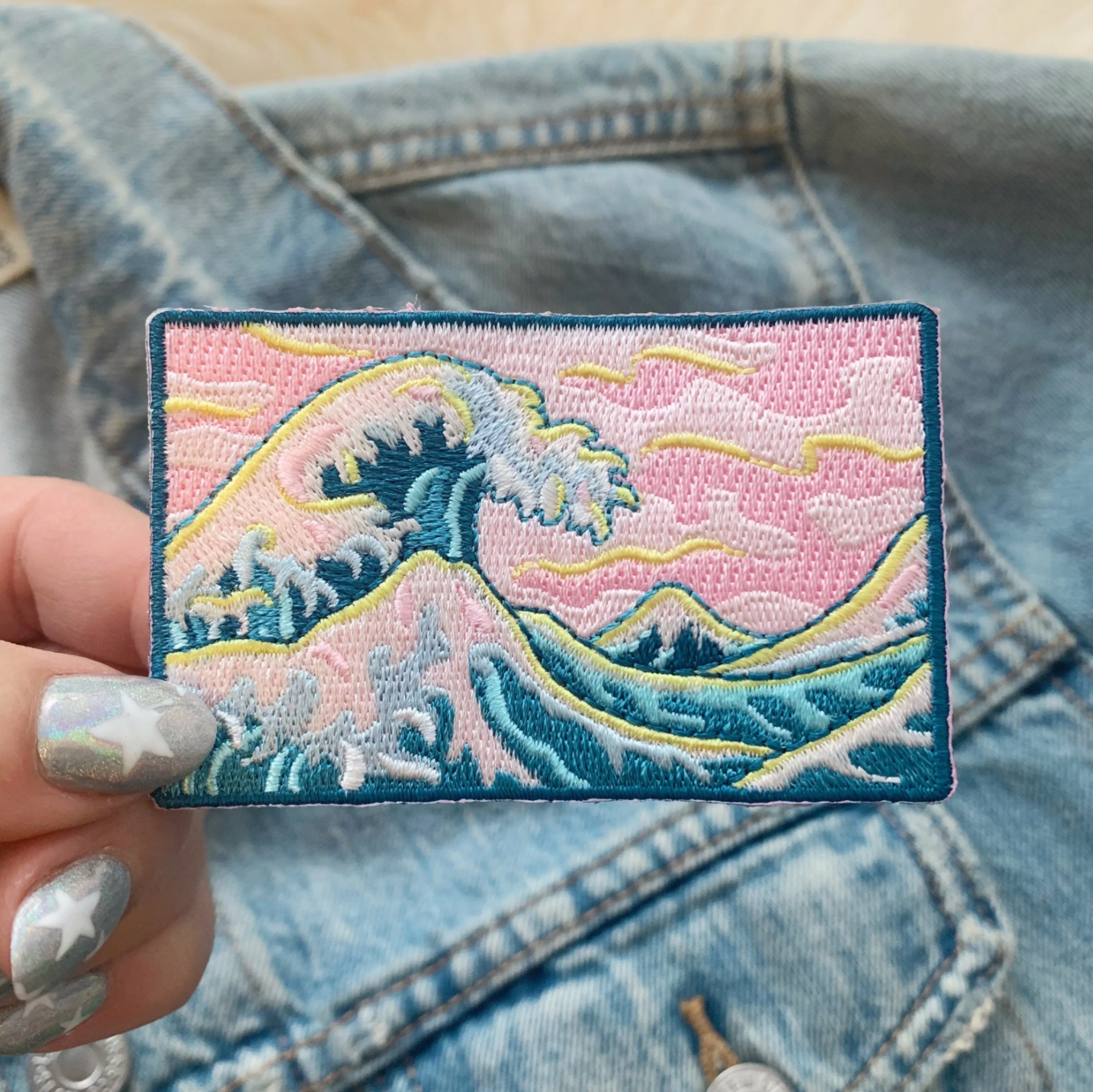 great wave & pink skies patch