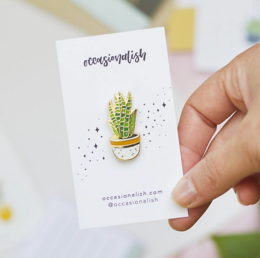 snake plant enamel pin