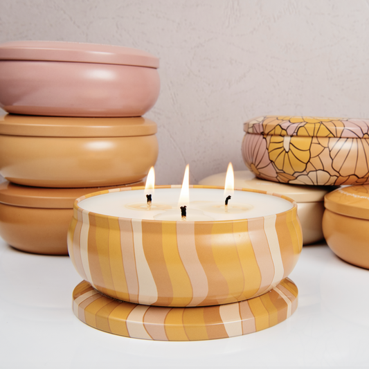 jasmine, amber, and ginger triple wick soy candle