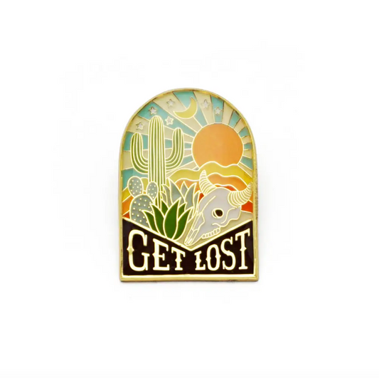 get lost enamel pin