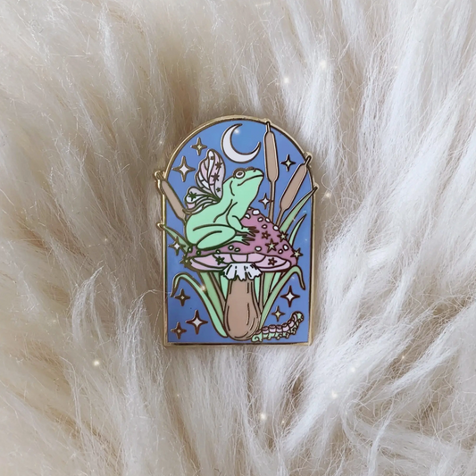 frog fairy enamel pin