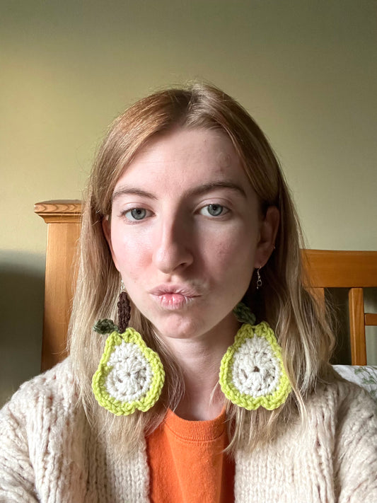 crochet pear earrings