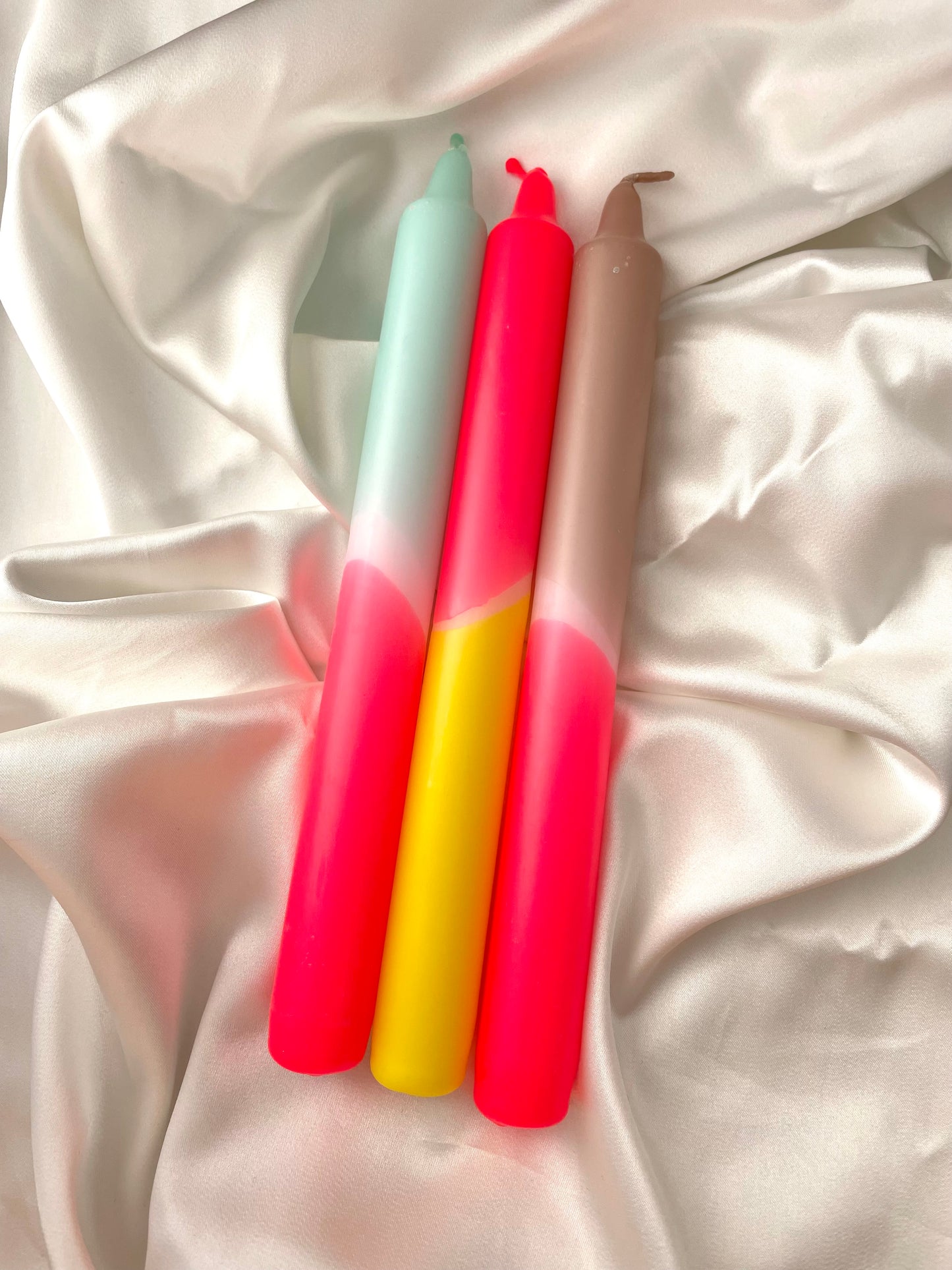 dip dyed neon taper candles