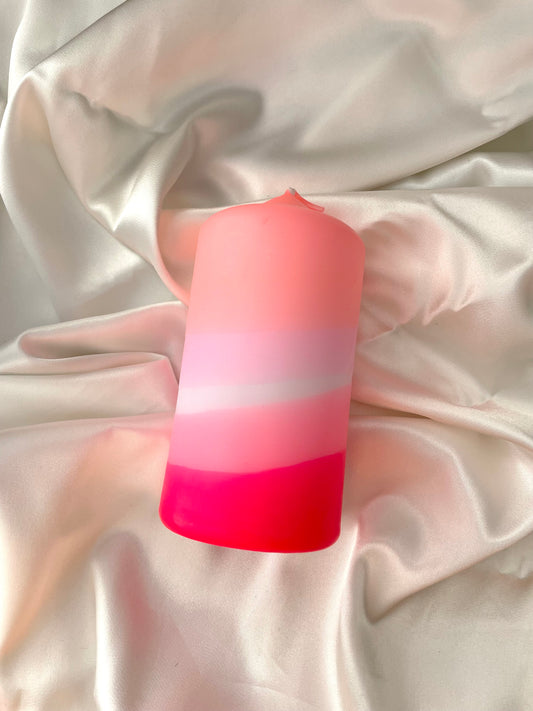 dip dyed neon pillar candle