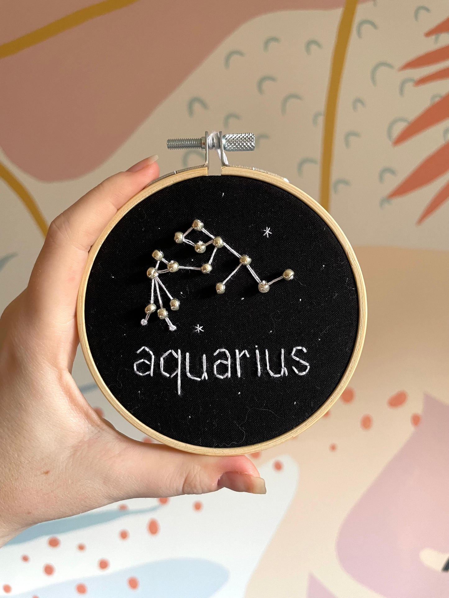 embroidered zodiac constellation hoops