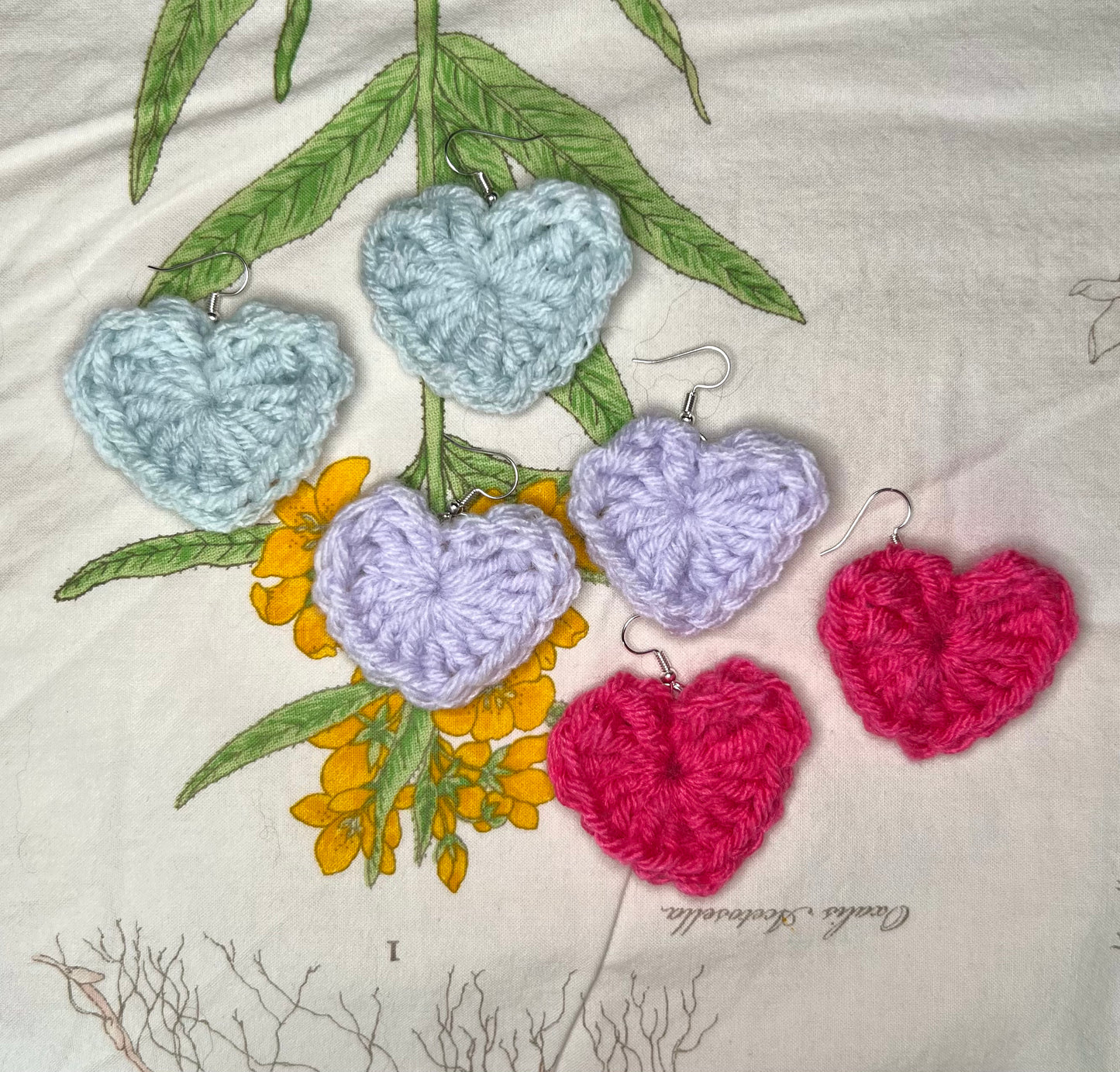 crochet heart earrings