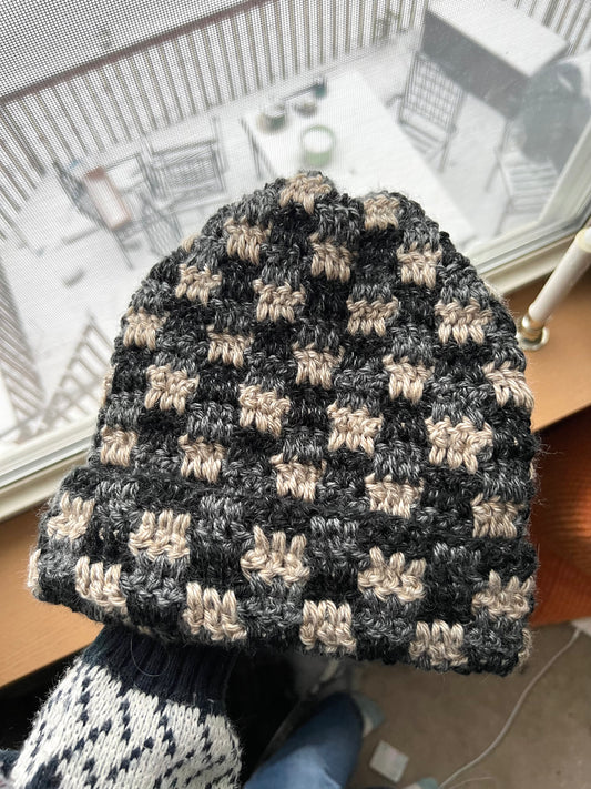 checkered beanie