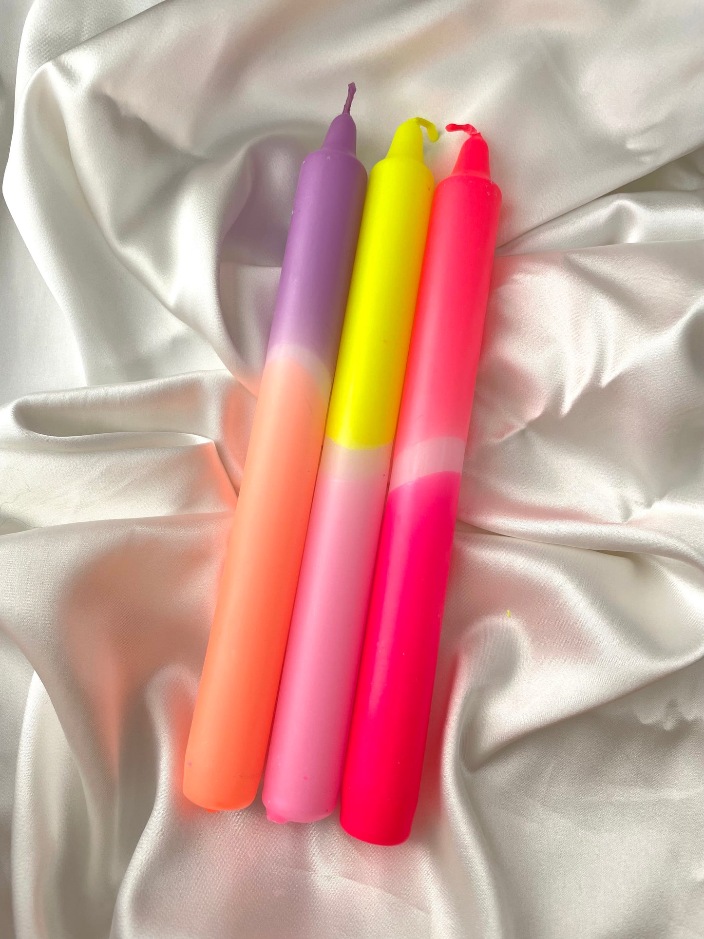 dip dyed neon taper candles