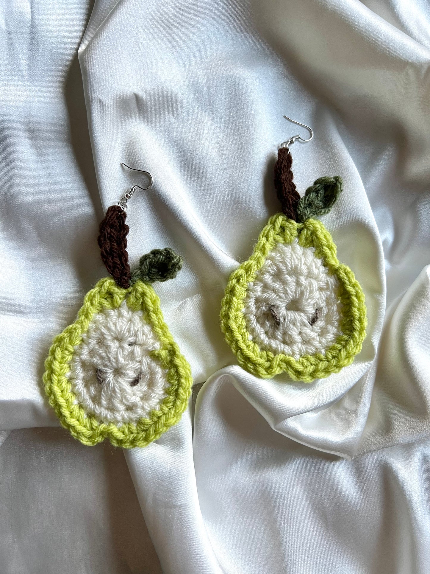 crochet pear earrings