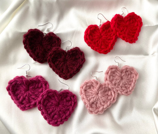 crochet heart earrings