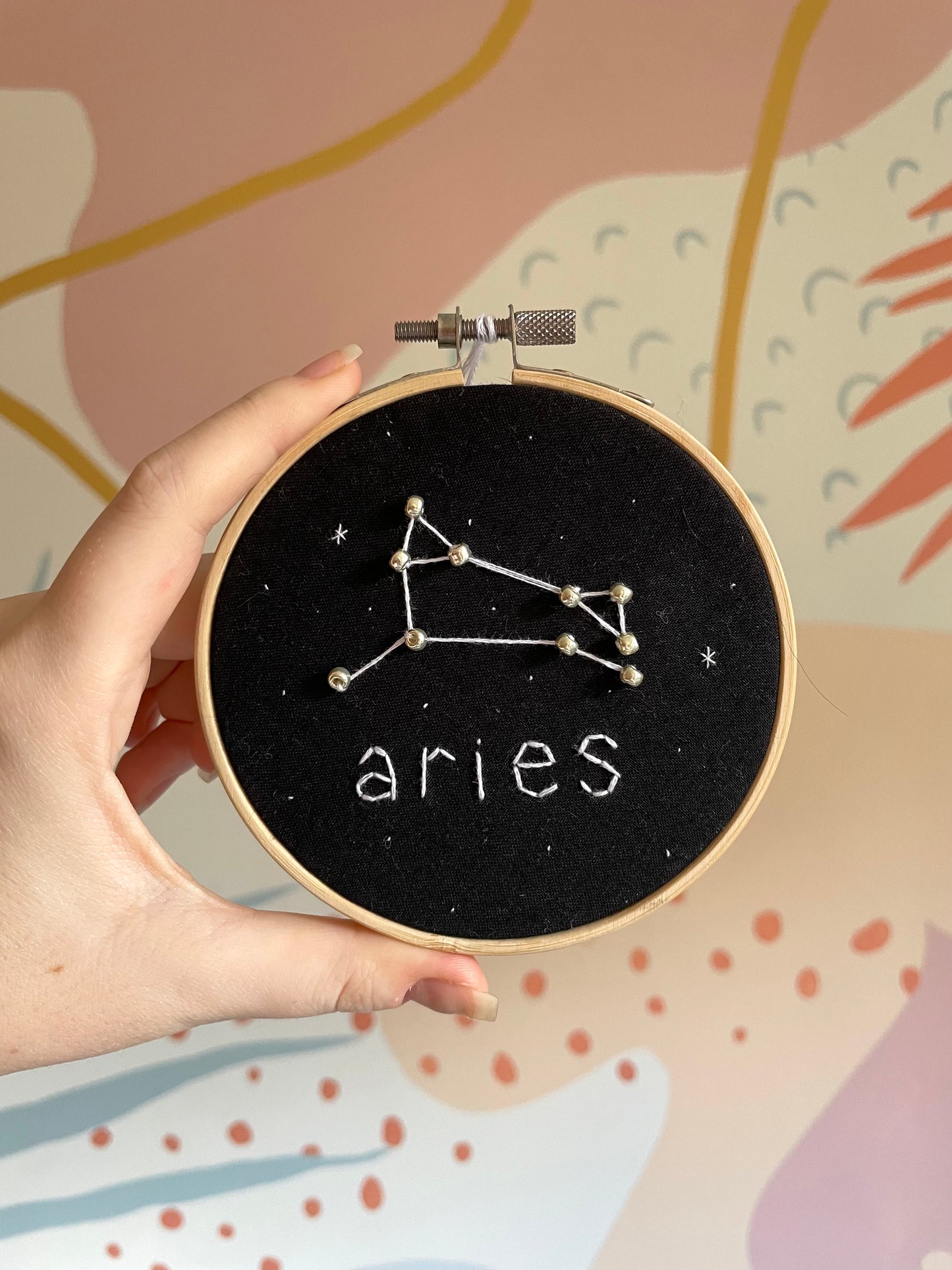 embroidered zodiac constellation hoops