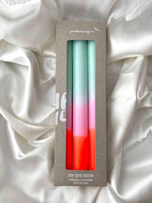 dip dyed neon taper candles