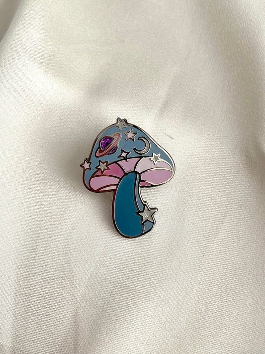 cosmic mushroom enamel pin