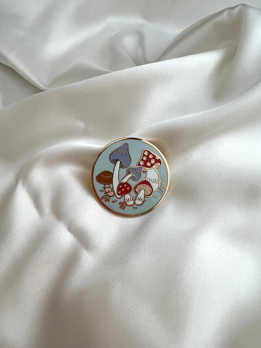 mushrooms enamel pin