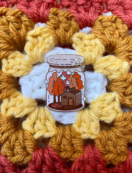 jar of autumn enamel pin