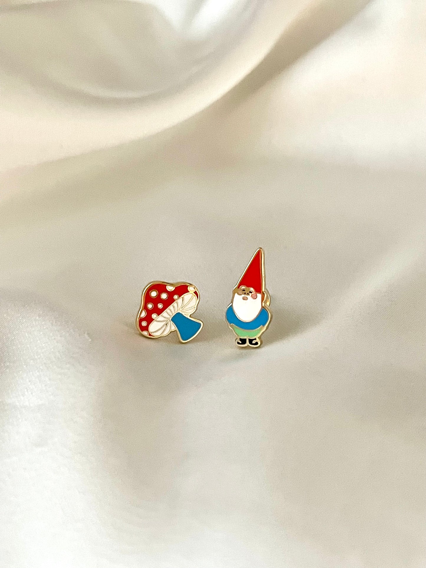 gnome and mushroom earrings