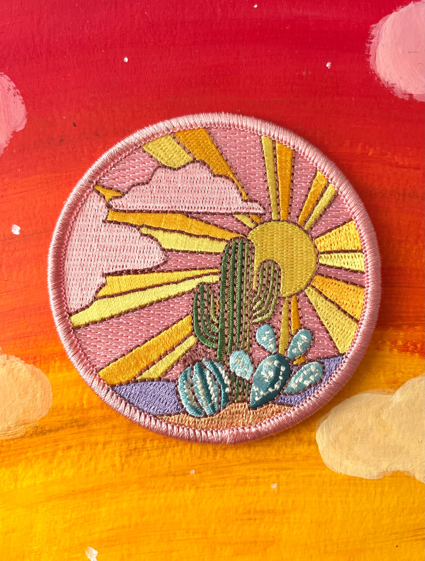 cactus sunset embroidered patch