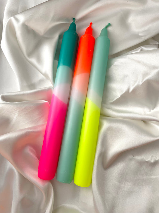 dip dyed neon taper candles