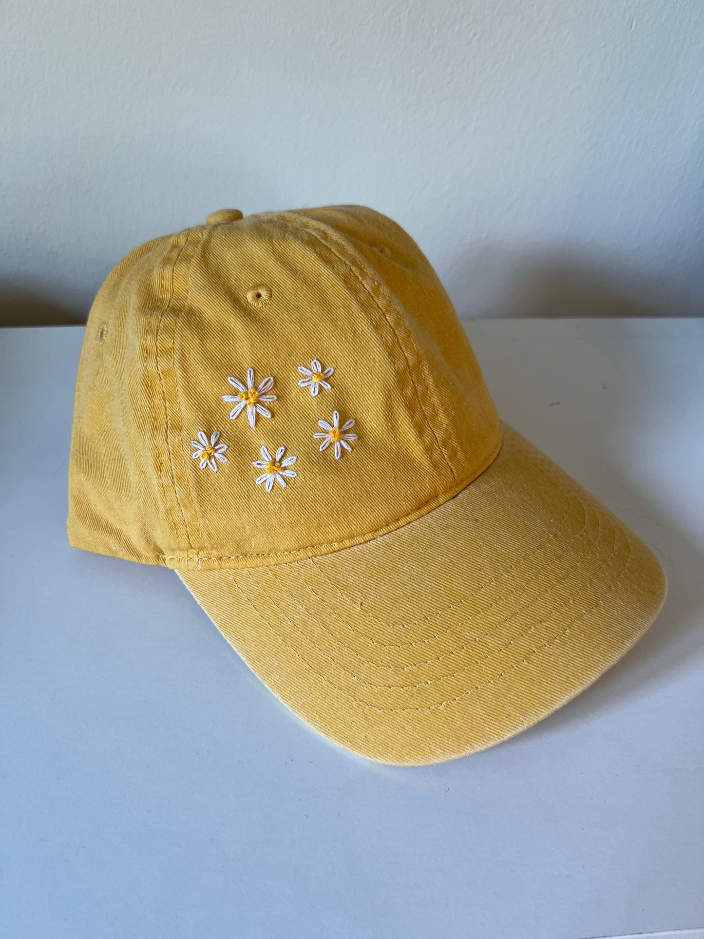 daisy hand embroidered hat