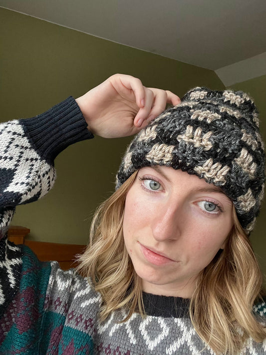 checkered beanie