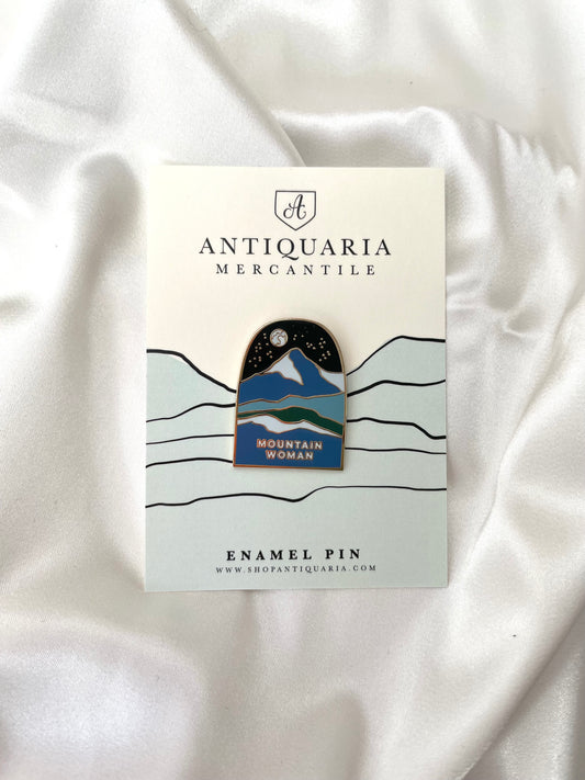 mountain woman enamel pin