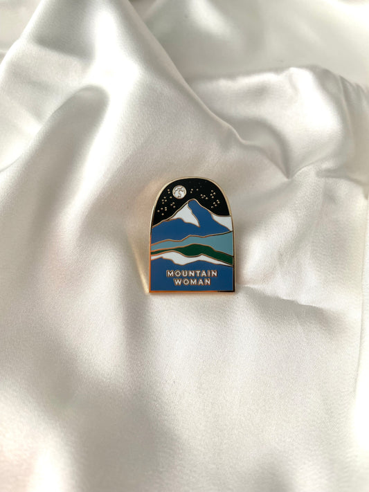 mountain woman enamel pin