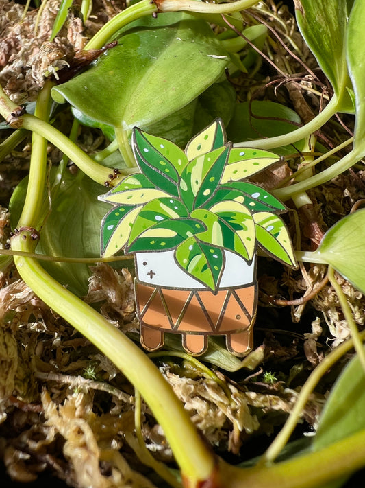 marble queen pothos enamel pin